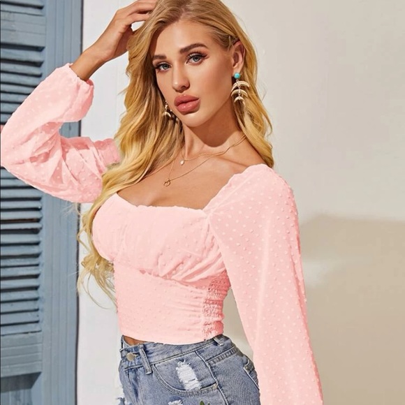 SHEIN Tops - Sweet Heart Neck Blouse